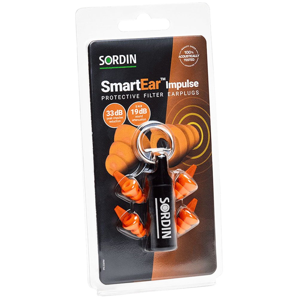 Sordin SmartEar Impulse - Reusable Passive Ear Plugs with Acoustic Filters - NRR 12 dB