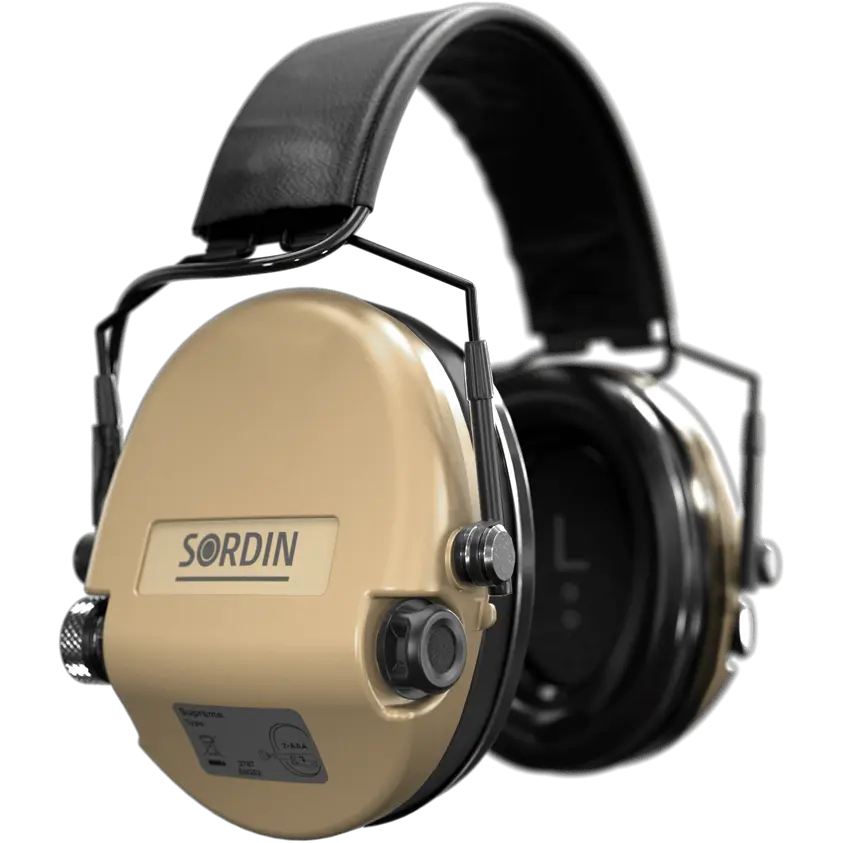 Sordin Supreme MIL AUX SFA Active Hearing Protection with Flexible Attenuation - NRR 24 dB