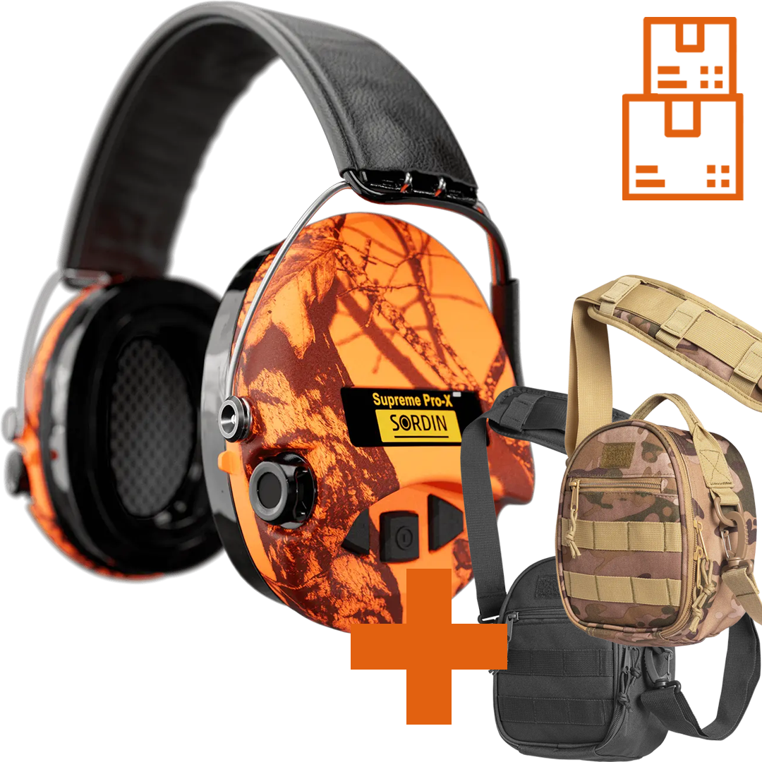 Sordin Supreme Pro-X LED Active Ear Defenders with LED Light & Gel Kits with ACE Schakal Bag