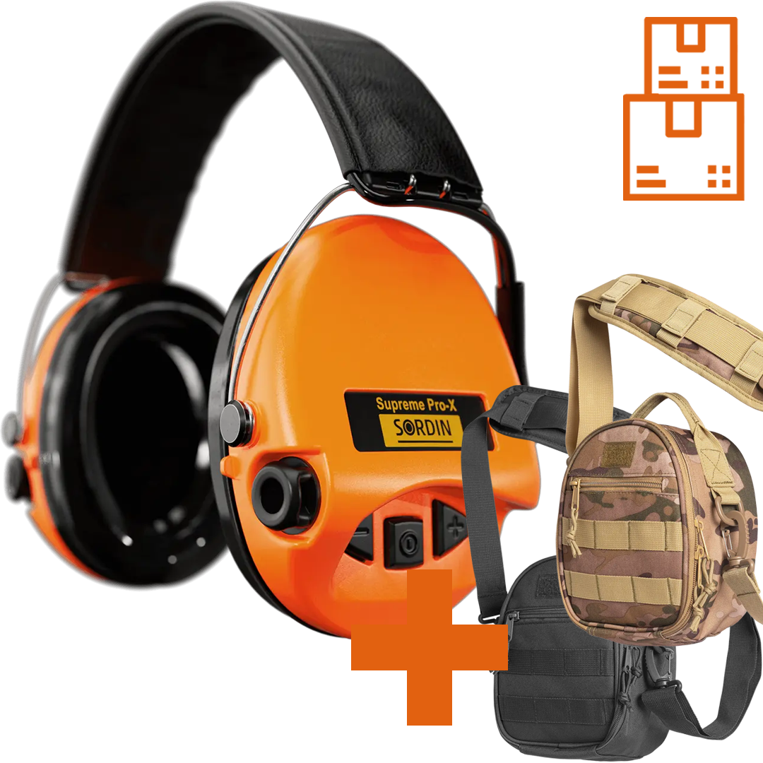 Sordin Supreme Pro-X Active Shooting Earmuff with Gel Cushions with ACE Schakal Bag