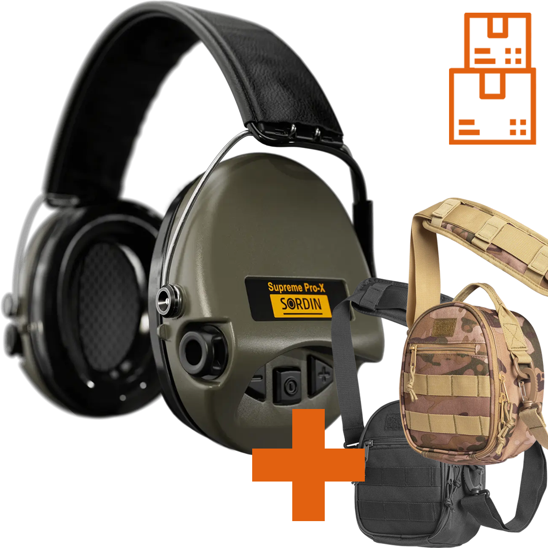 Sordin Supreme Pro-X LED Active Ear Defenders with LED Light & Gel Kits with ACE Schakal Bag