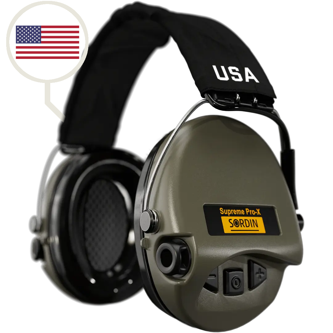 Sordin Supreme Pro-X Active Shooting Earmuff with Printed US Headband & Gel Cushions