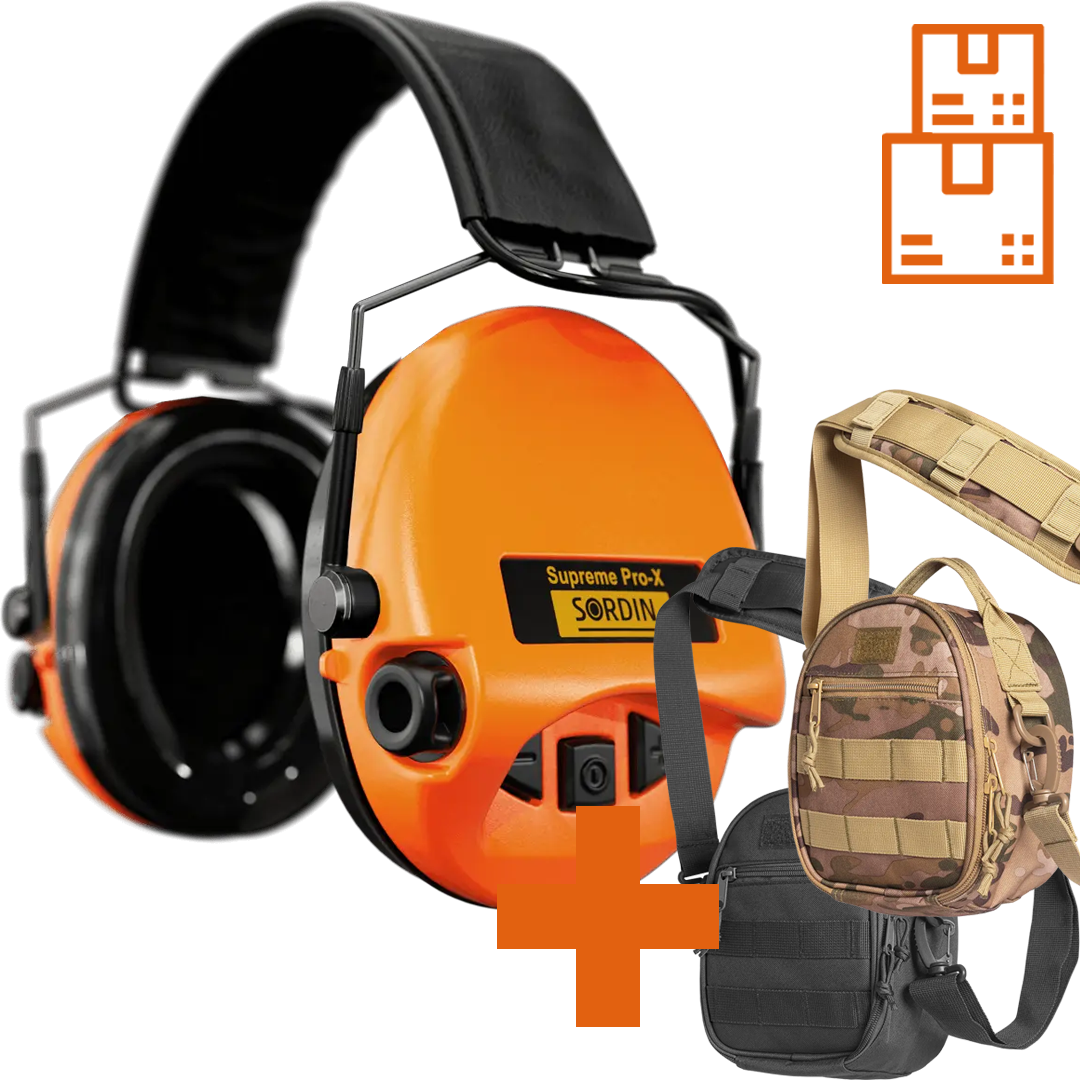 Sordin Supreme Pro-X Slim Active Shooting Earmuff, ARC Rail Adapter Compatible with ACE Schakal Bag