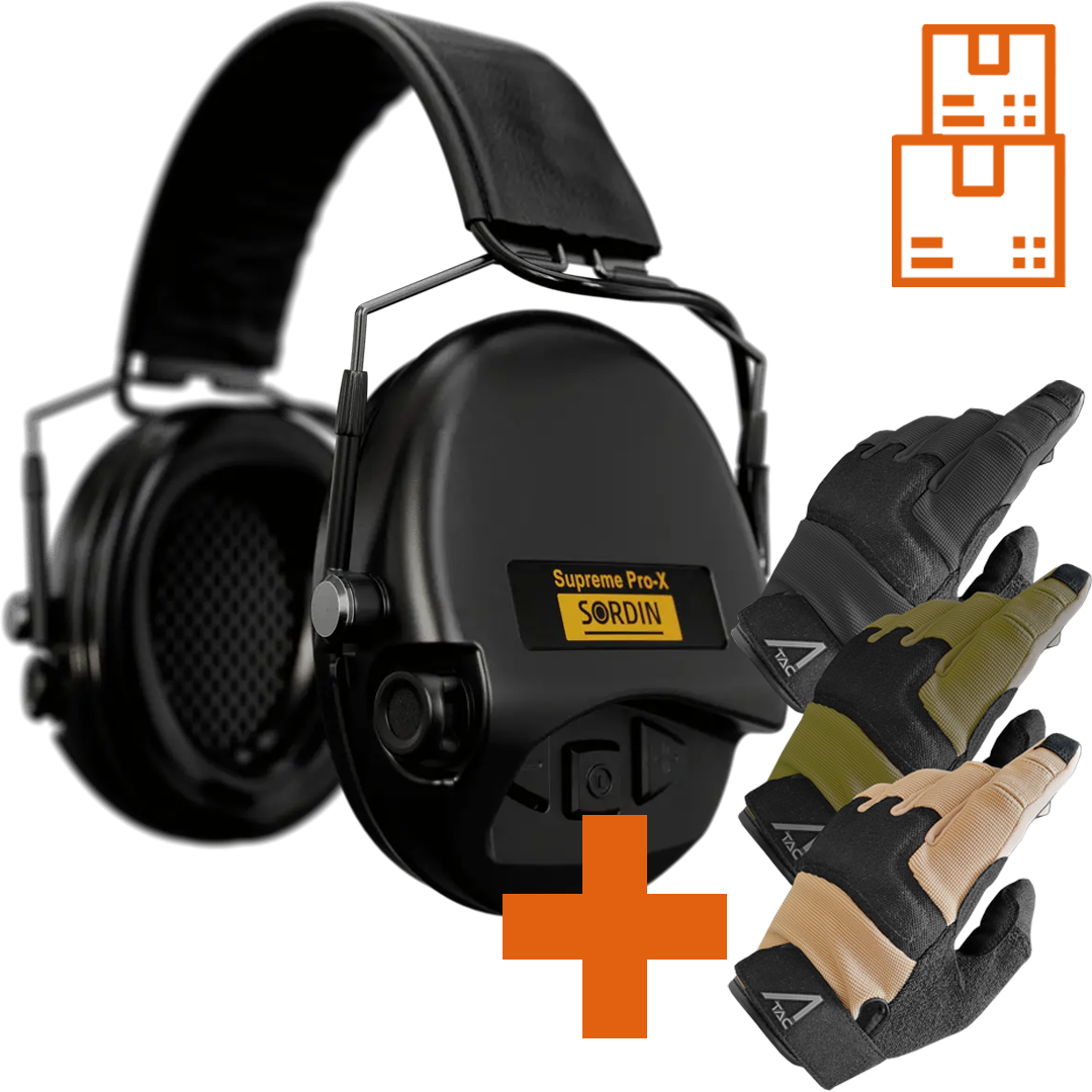 Sordin Supreme Pro-X Slim Active Shooting Earmuff, ARC Rail Adapter Compatible with ACE Schakal Gloves