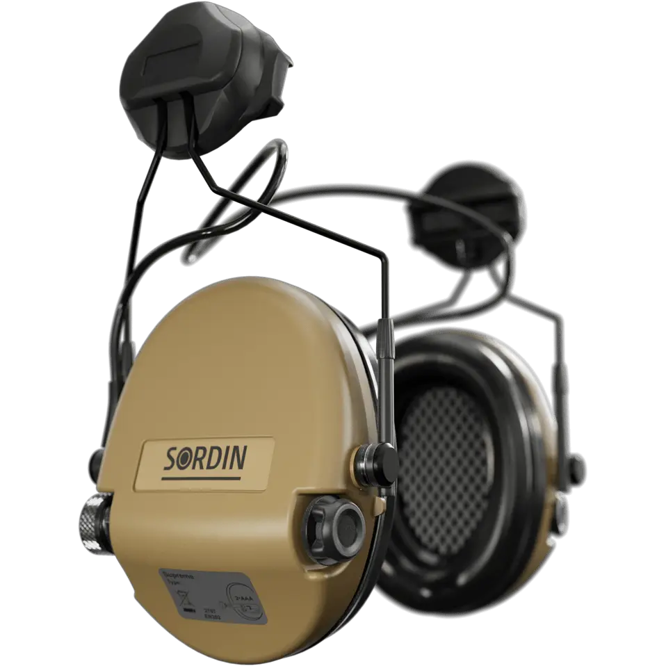 Sordin Supreme MIL AUX Active Shooting Earmuff with ARC Rail Adapters