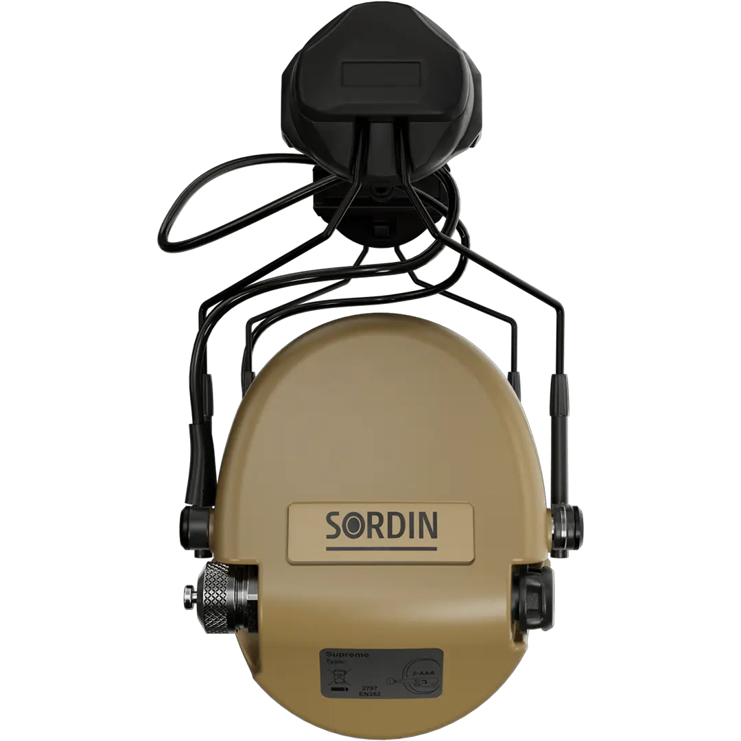 Sordin Supreme MIL AUX Active Shooting Earmuff with ARC Rail Adapters