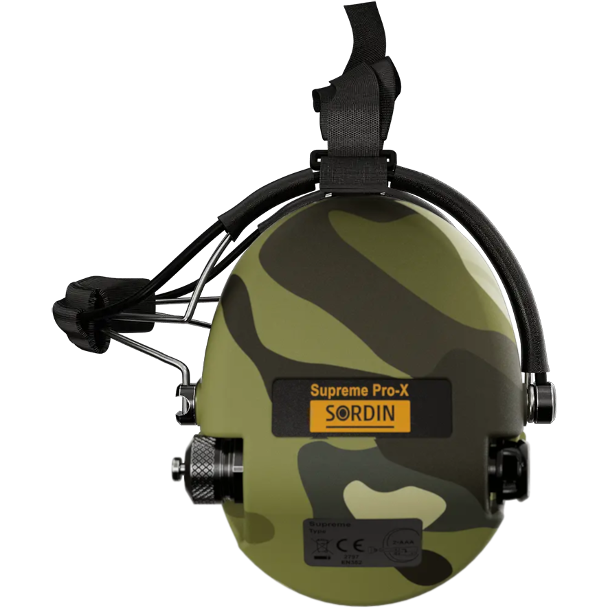 Sordin Supreme Pro-X Camo Active Shooting Earmuff with Neckband & Gel Cushions