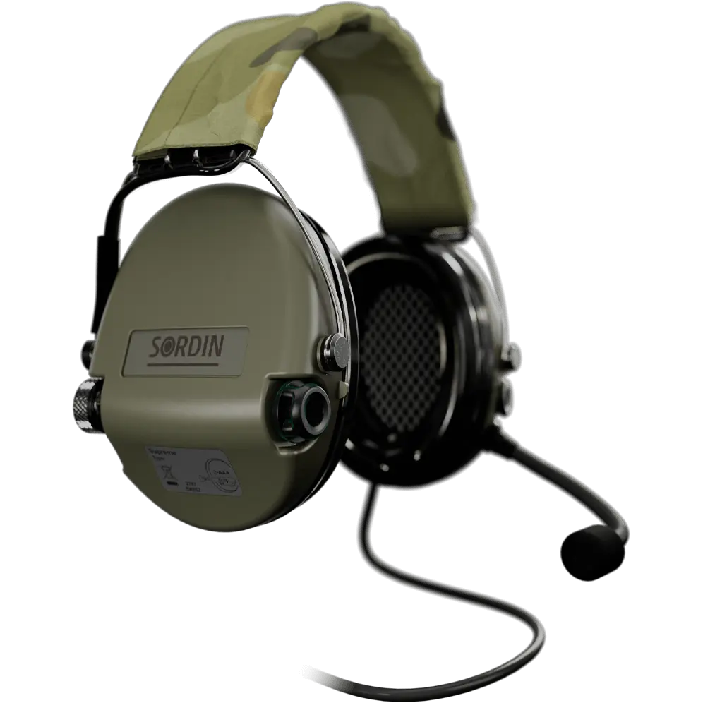 Sordin Supreme MIL CC Active Shooting Earmuff, Camo Headband & Nexus TP120 Plug