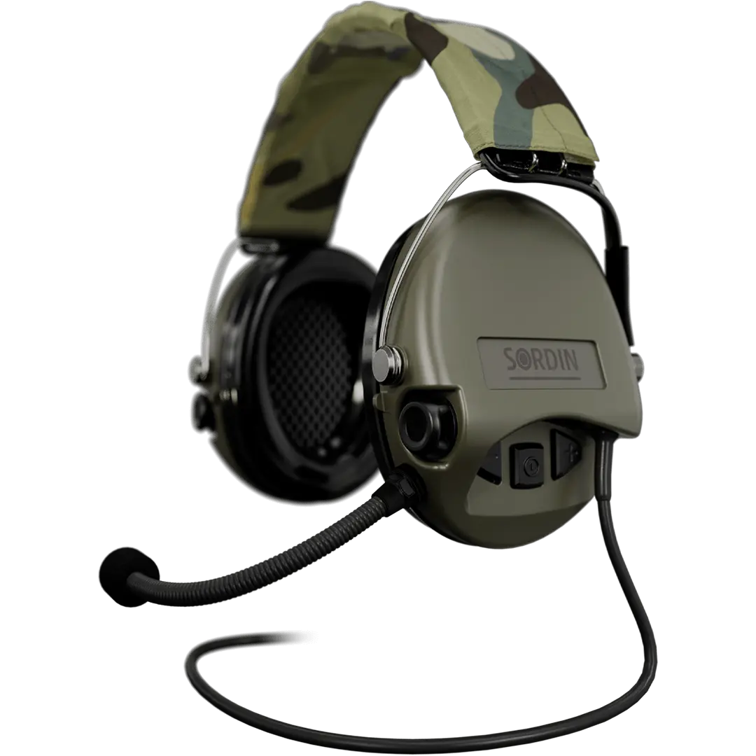 Sordin Supreme MIL CC Active Shooting Earmuff, Camo Headband & Nexus TP120 Plug