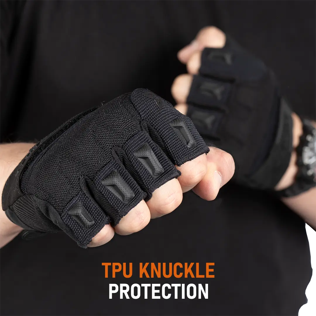 ACE Schakal Tactical Fingerless Gloves – With Padded Knuckles and High Grip Palms