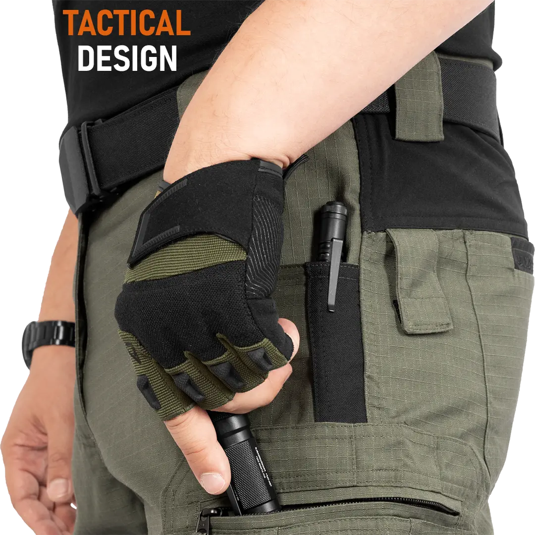 ACE Schakal Tactical Fingerless Gloves – With Padded Knuckles and High Grip Palms