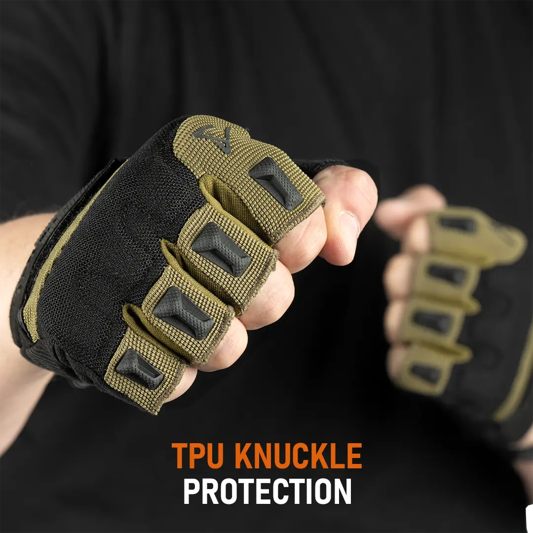 ACE Schakal Tactical Fingerless Gloves – With Padded Knuckles and High Grip Palms