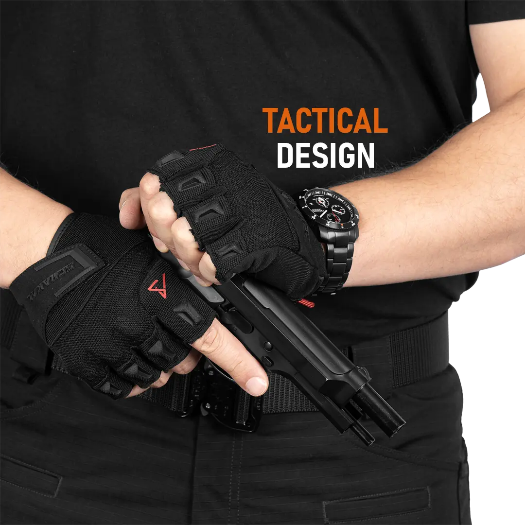 ACE Schakal Tactical Fingerless Gloves – With Padded Knuckles and High Grip Palms